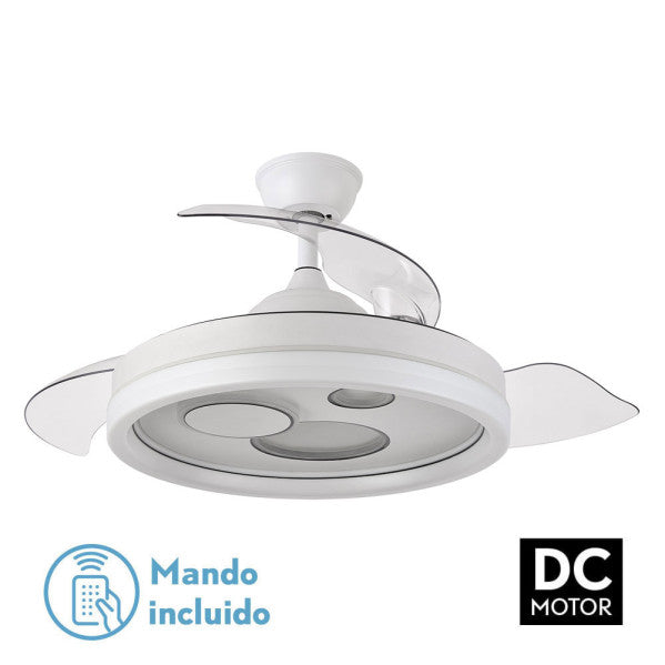 VENTILADOR DC TURIA 72W 6120LM BLANCO 3 ASP.DESPLEGABLES 32/47X50/110D. 3 COLORES C/REMOTO+TEMPORIZADOR+MEMORIA