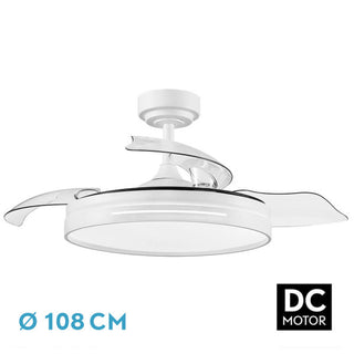 VENTILADORES DC 72W MICENAS BLANCO 3 ASPAS TRANSP. 108D 6 VELOC. 7200LM 3 COLORES C/REMOTO, MEMORIA Y TEMPORIZADOR 24