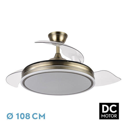 VENTILADOR BAYOMO 72W 6120LM CUERO 3 ASPAS DESP. 32/47X49/108D.3 COLOR.MOTOR DC.REMOTO