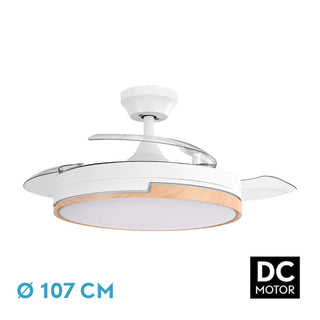 VENTILADOR DC 72W OLIMPIA BLANCO/HAYA 3ASPAS 107D 6VEL 7200LM 3000-4500-6000K REMOTO, MEMORIA Y TEMPORIZADOR 24