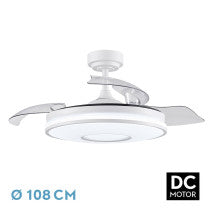 VENTILADORES DC DANI 72W 7200LM BLANCO 3ASPAS 6VELOCIDADES 108D 3000-4000-6000K REMOTO+MEMORIA+TEMPORIZADOR 24